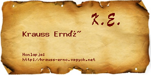 Krauss Ernő névjegykártya